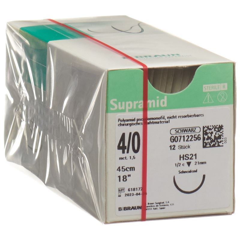 SUPRAMID 45cm HS 21 4-0 Noir Fil Chirurgical 36 pièces | Précision