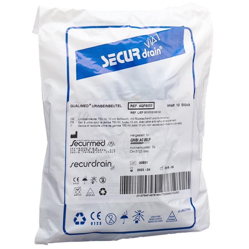 QUALIMED Urinbeutel 750ml 10cm | Avec robinet 500 pièces