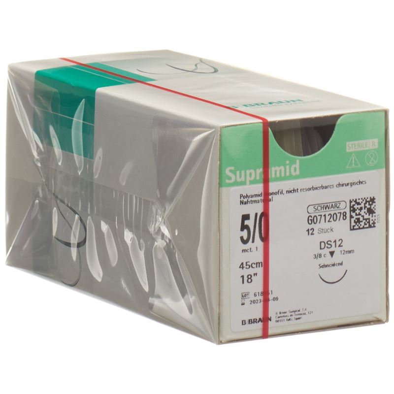 SUPRAMID 45cm DS 12 5-0 Noir 36 pièces | Chirurgical