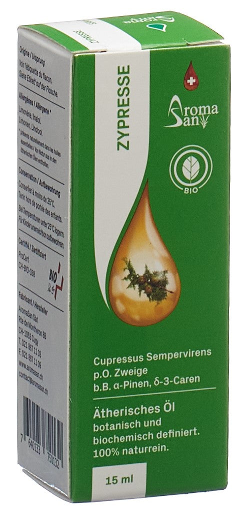 AROMASAN Huile Essentielle Cyprès Bio 15 ml | Bien-être Respiratoire