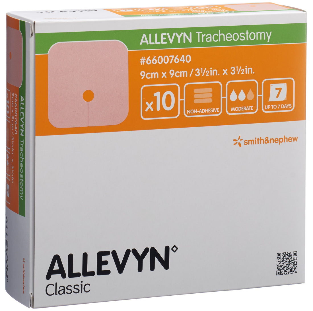 ALLEVYN Pansement Trachéotomie 9x9cm 10 Sachets Confort &amp; Protection