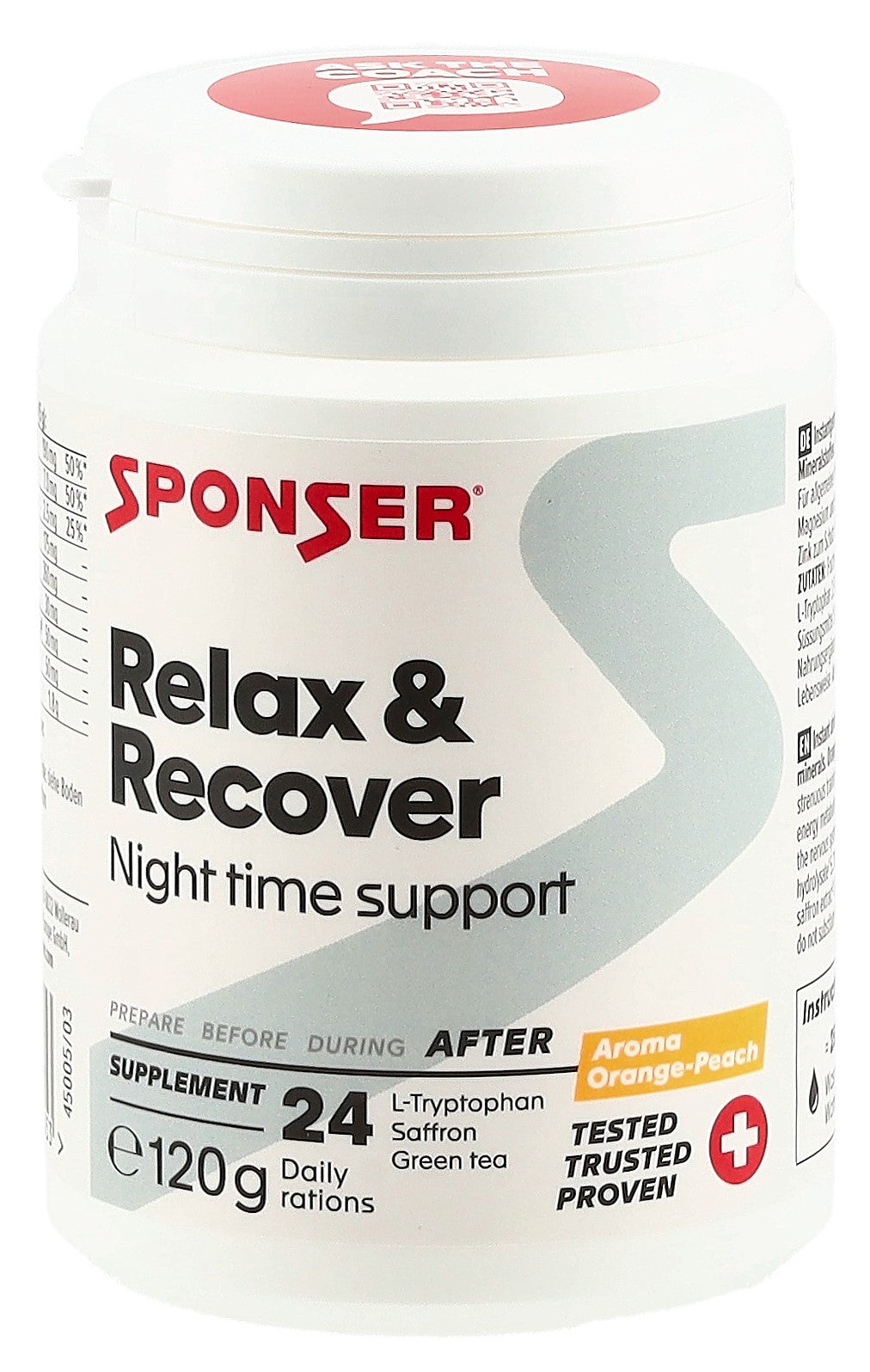 SPONSER Relax&amp;Recover Orange-Peach Récupération Musculaire | Boîte 120 g