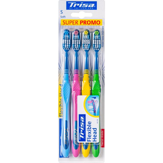 TRISA Quattro Brosse à Dents Souple Tête Flexible | Soin Bucal