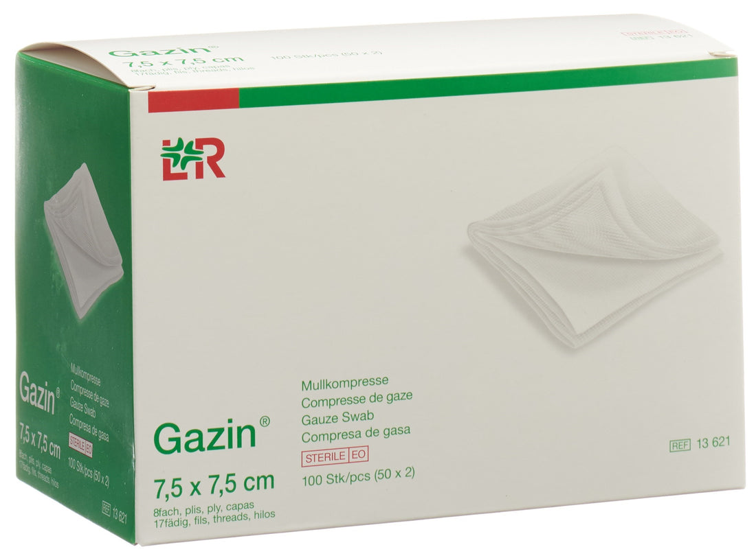 GAZIN Compresses de Gaze Stériles 7.5 x 7.5 cm | Lot de 100