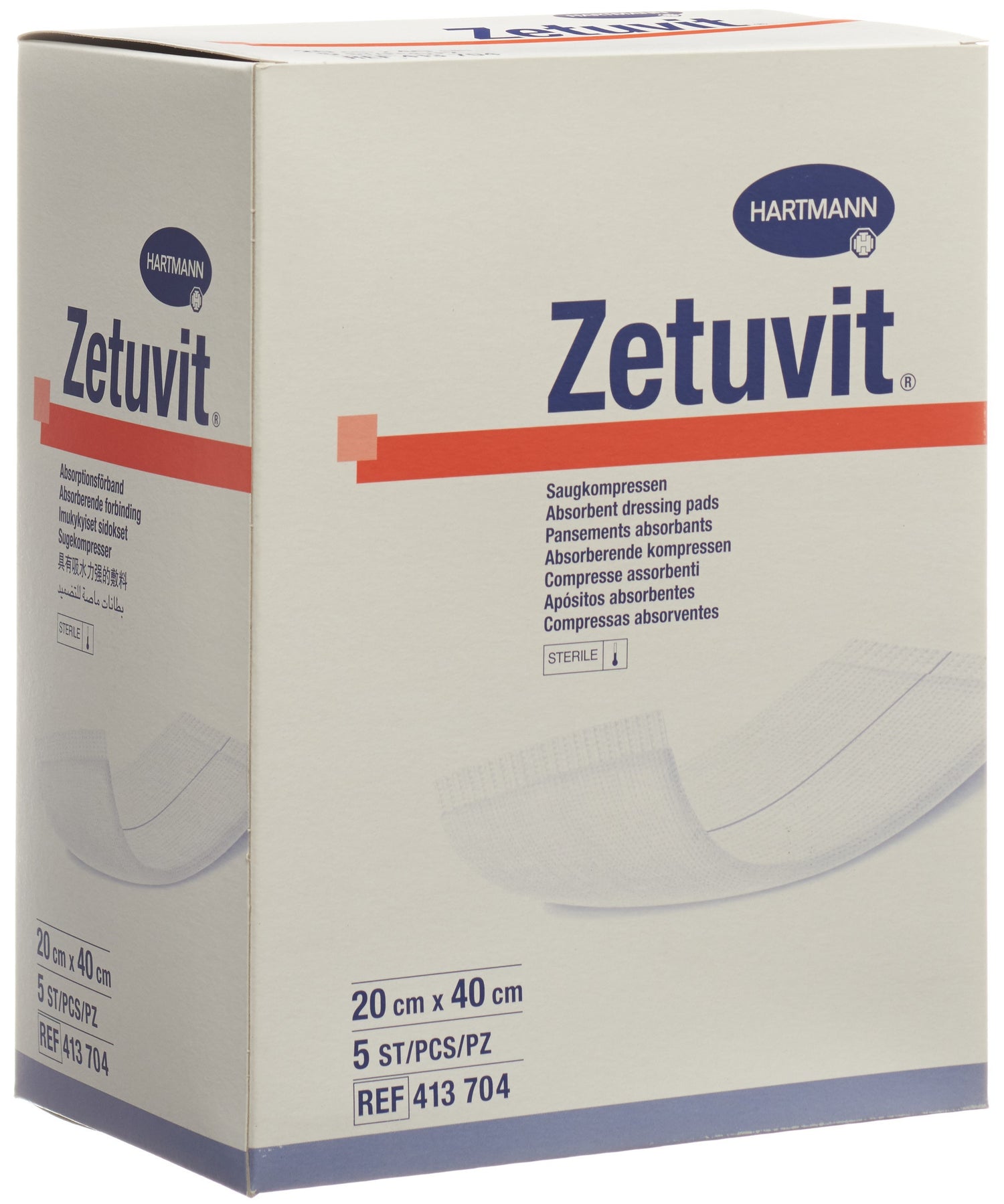 ZETUVIT compresse absorbante 20x40cm stér 5 pce