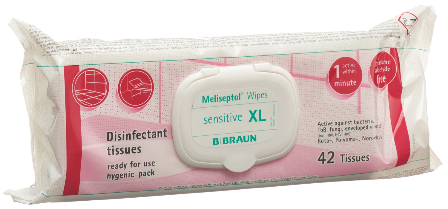 MeliSeptol Lingettes Sensitives XL Nettoyantes &amp; Désinfectantes | Flowpack