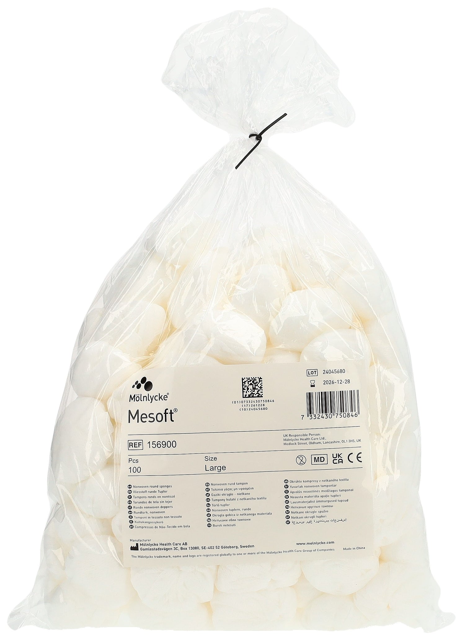 MESOFT NW Tampons Coton Ronds 45mm Non Stériles 100 Pièces