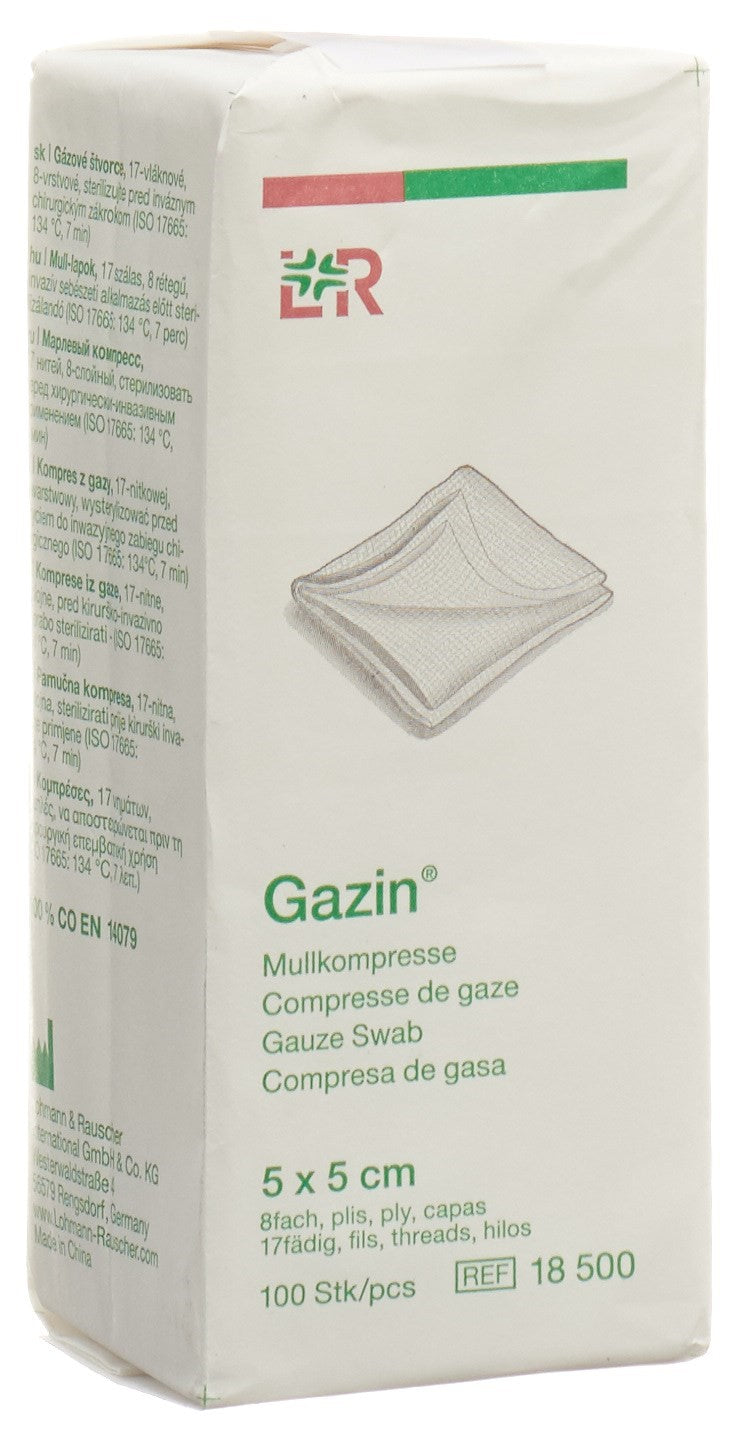 GAZIN Compresses de Gaze Stériles 5x5cm - Soin des Plaies | Boîte de 100 pièces