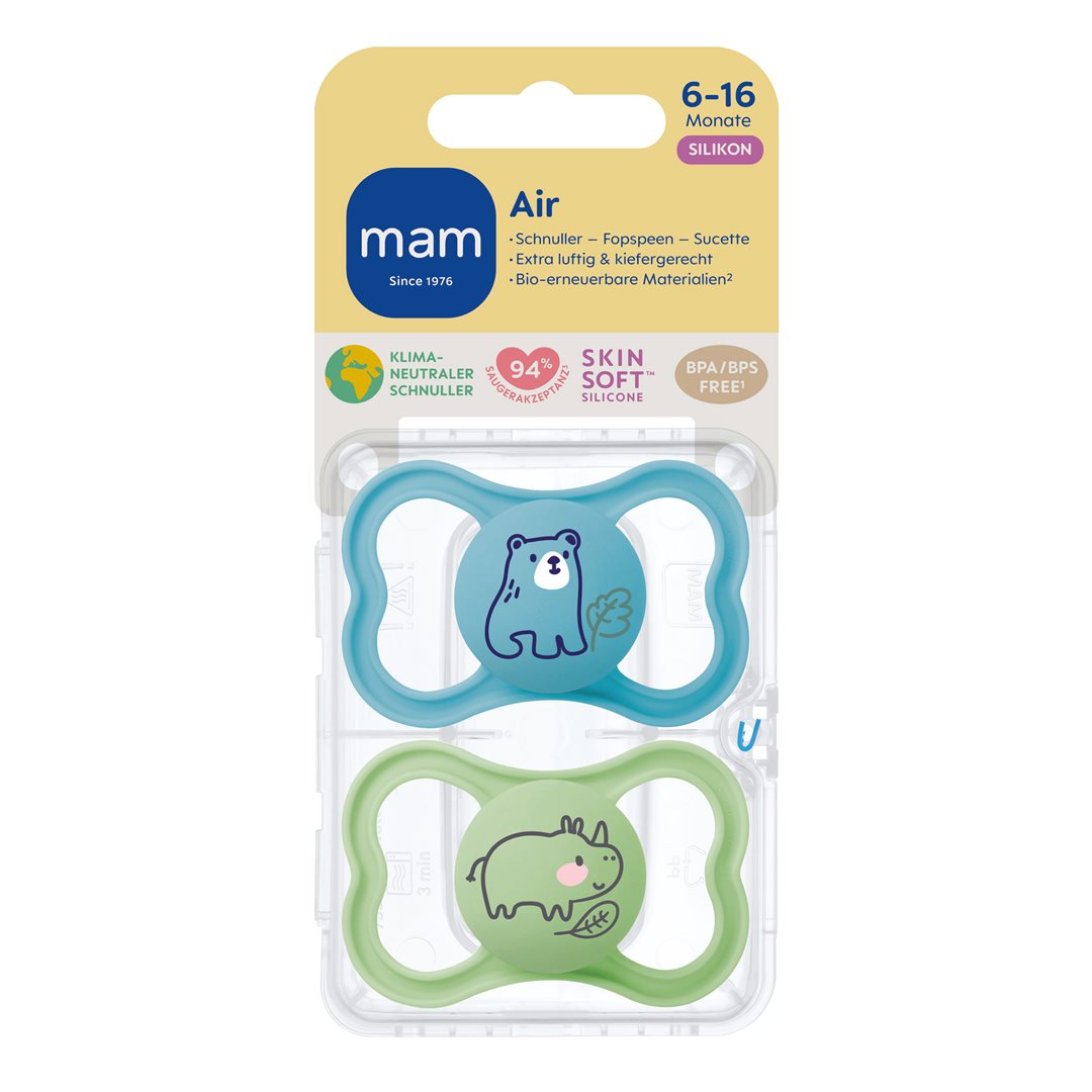 MAM Air Sucette 6-16 mois Garçon Lot de 2 Confort Apaisant