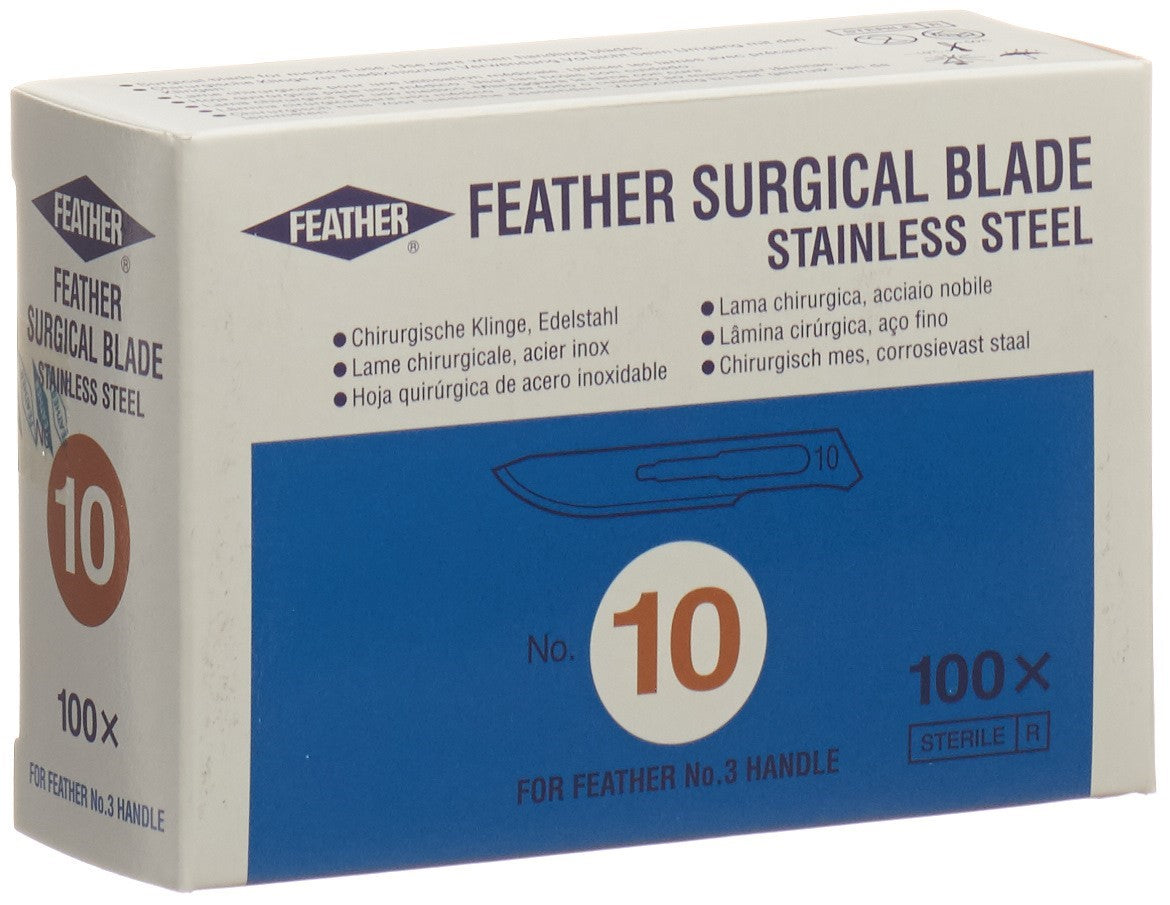 FEATHER Lames Scalpel Stériles N°10 100 Pièces | Chirurgie Précise