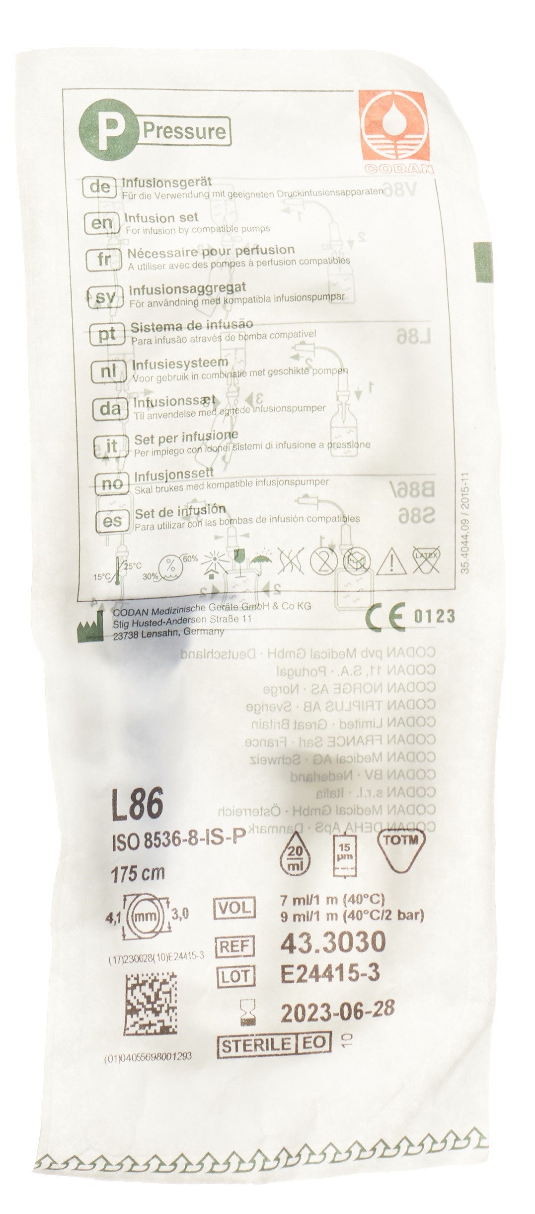 CODAN Set de Perfusion 175cm L 86-P S Latex Confortable | Dispositif Médical