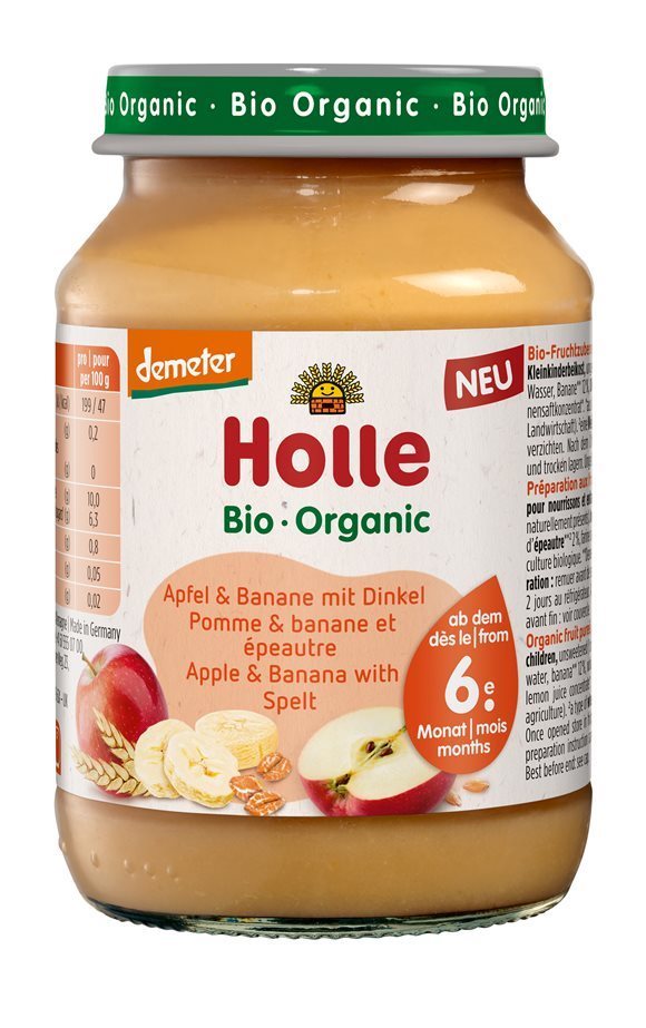 Holle Pomme Banane Épeautre Bio 190 g | Purée Bébé Gourmande