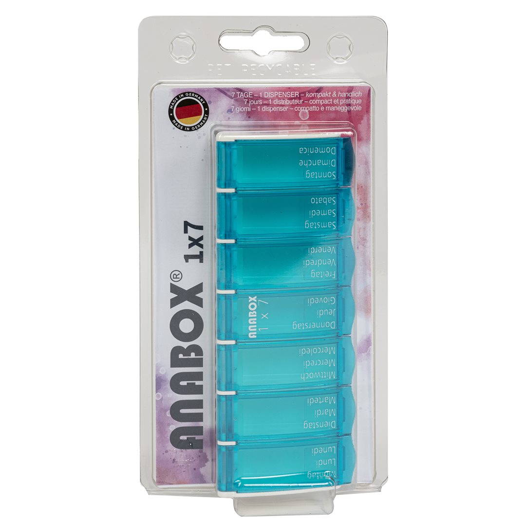 ANABOX Pilulier Semainier 7 Jours Turquoise | Organisation Quotidienne