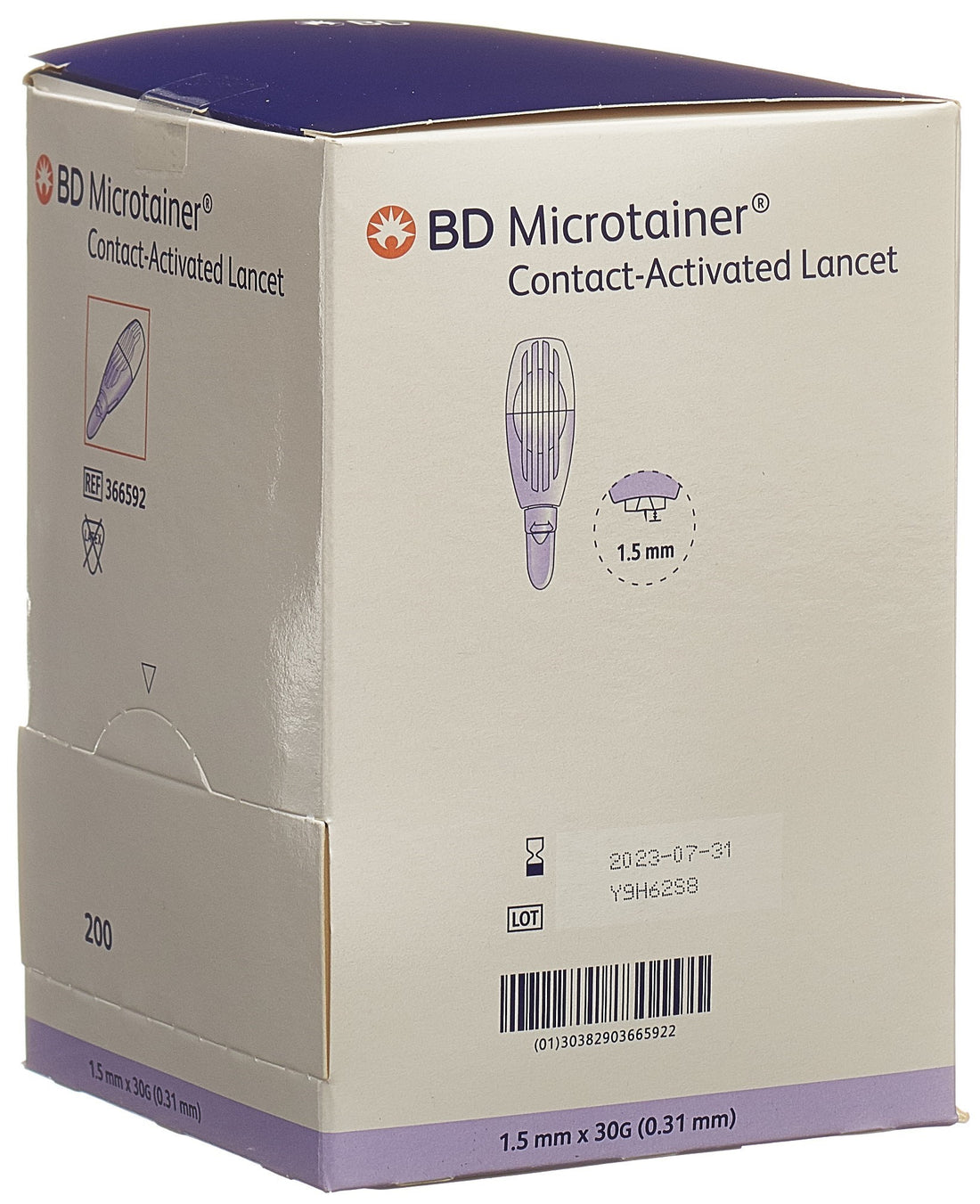 BD Microtainer Lancettes 30G x 1.5mm - Prélèvement Sanguin Facile | Boîte 200 pièces