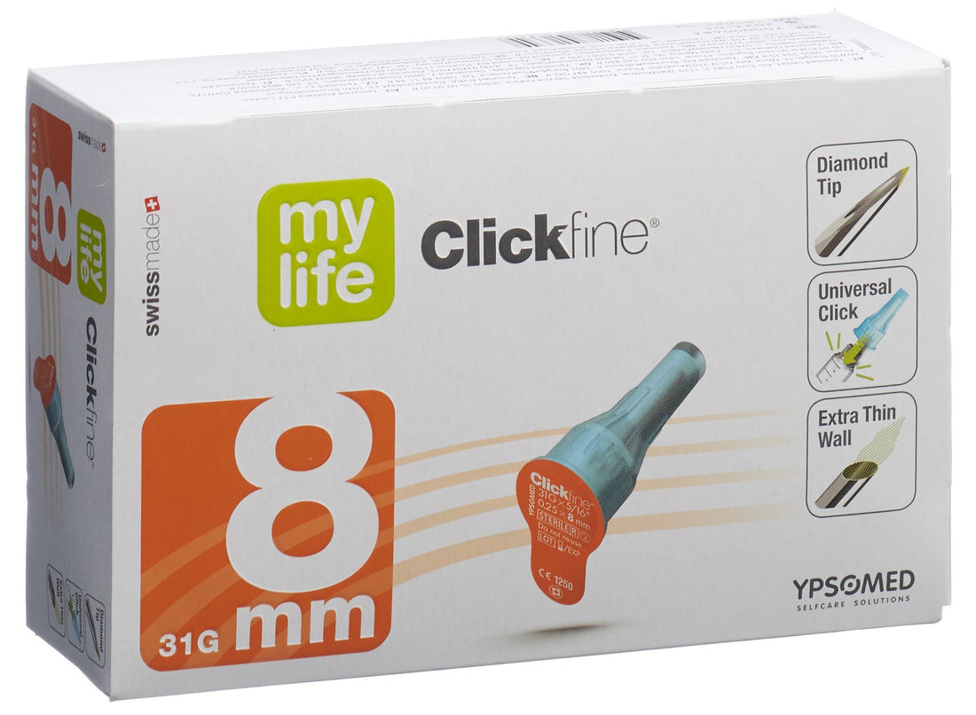 MYLIFE Clickfine Aiguilles pour Stylo Injecteur 8mm 31G 100 Pièces Confortables