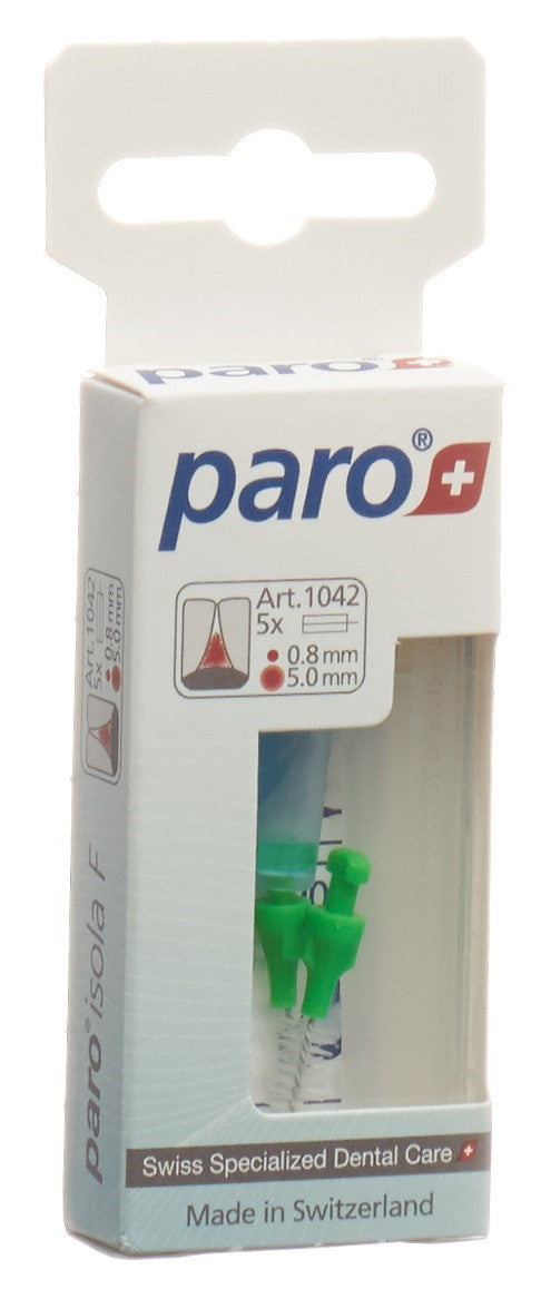 PARO Isola F Brossettes Interdentaires Medium Vert Cylindriques 5 Pièces | Nettoyage Efficace