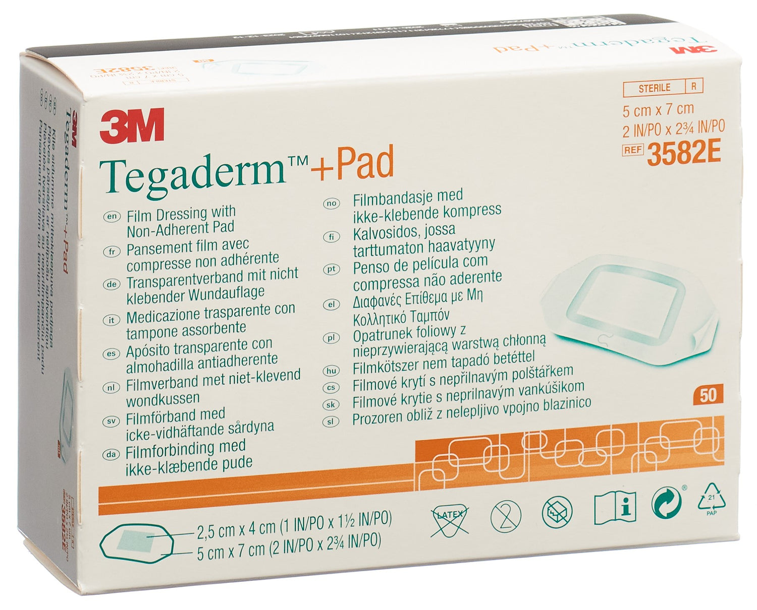 3M TEGADERM+PAD 5x7cm compres 2.5x4cm (n) 50 pce