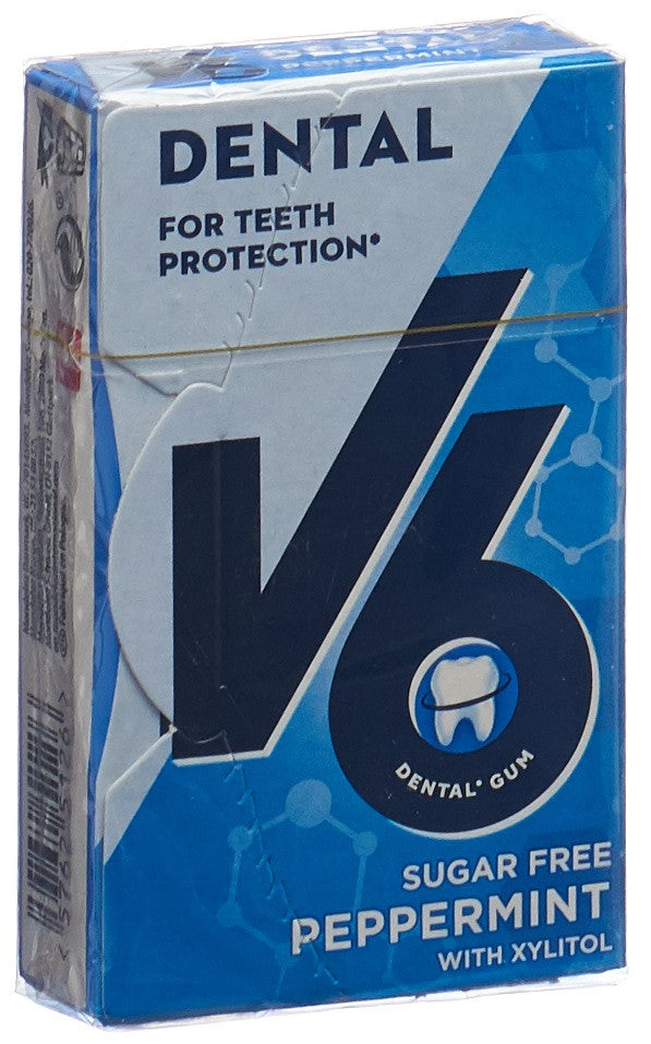 V6 Dental Care chewing gum Peppermint box