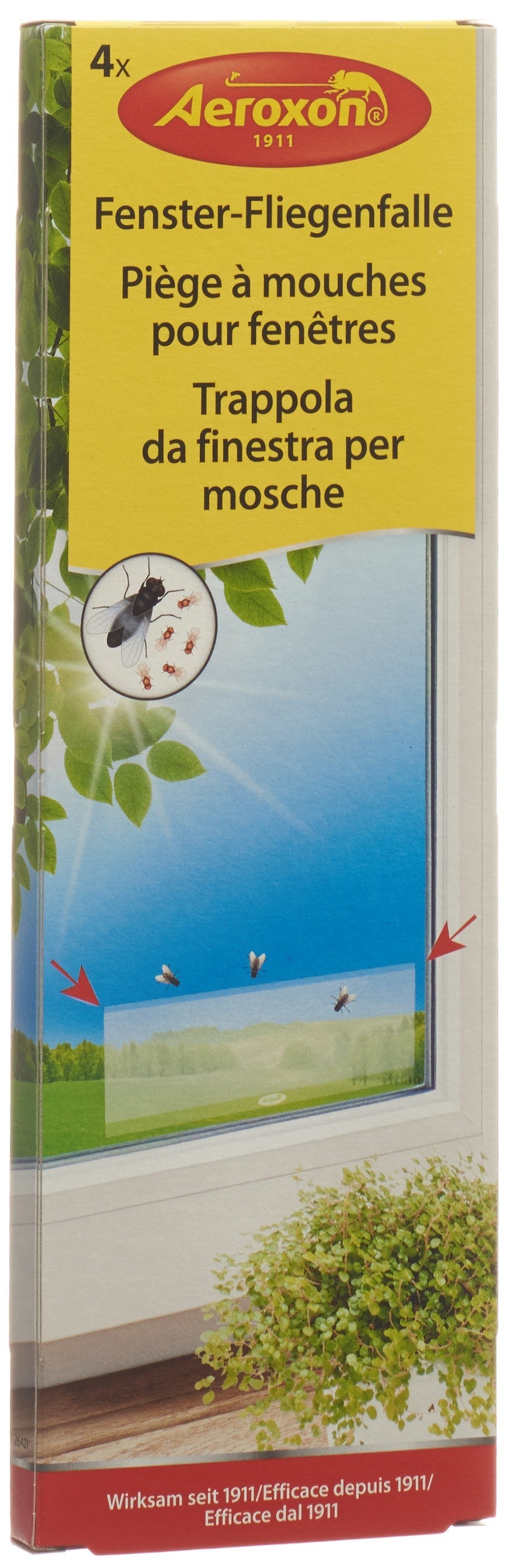 AEROXON Piège mouches fenêtres transparent 4 pce