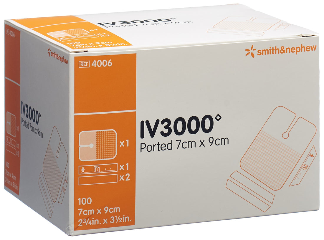 3M IV3000 Fixation Canule 7 x 9 cm | 100 Pièces Stériles