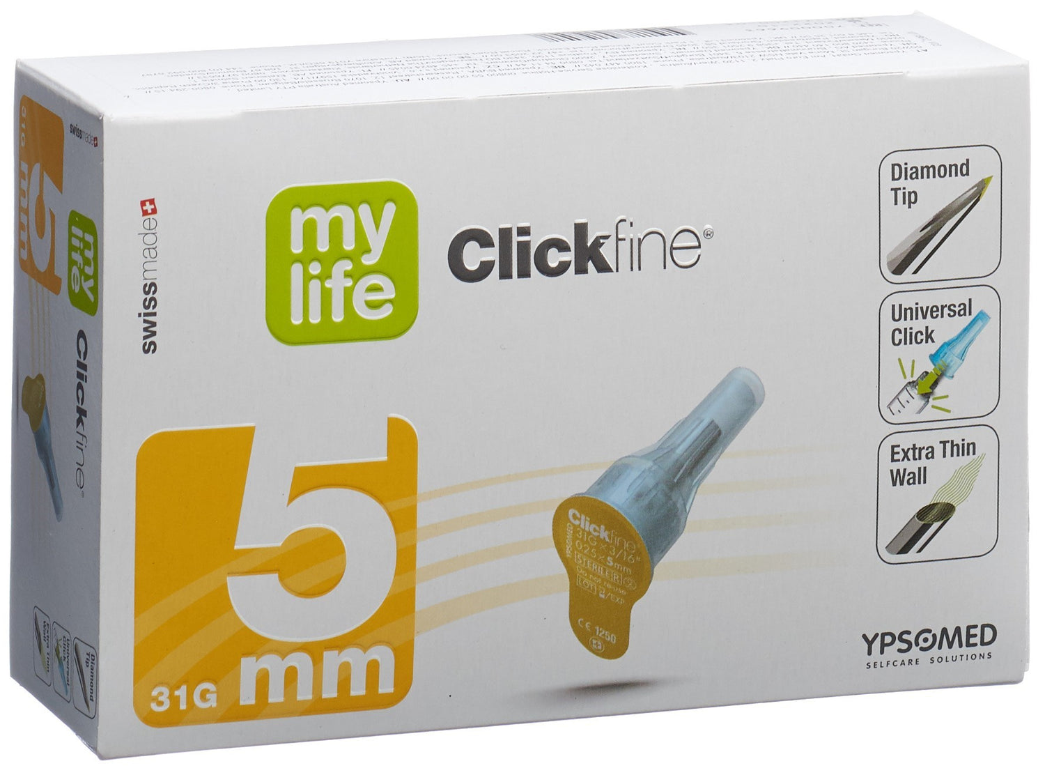 MYLIFE Clickfine Aiguilles Sûres 5mm 31G 100 Pièces | Diabète