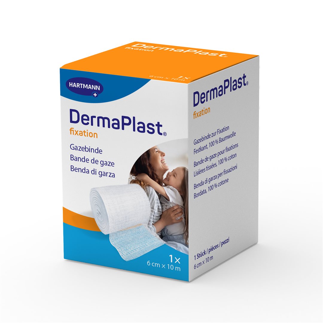 DERMAPLAST Bande Gaze Tissée 6 cm x 10 m | Soin Blessures &amp; Cicatrisation