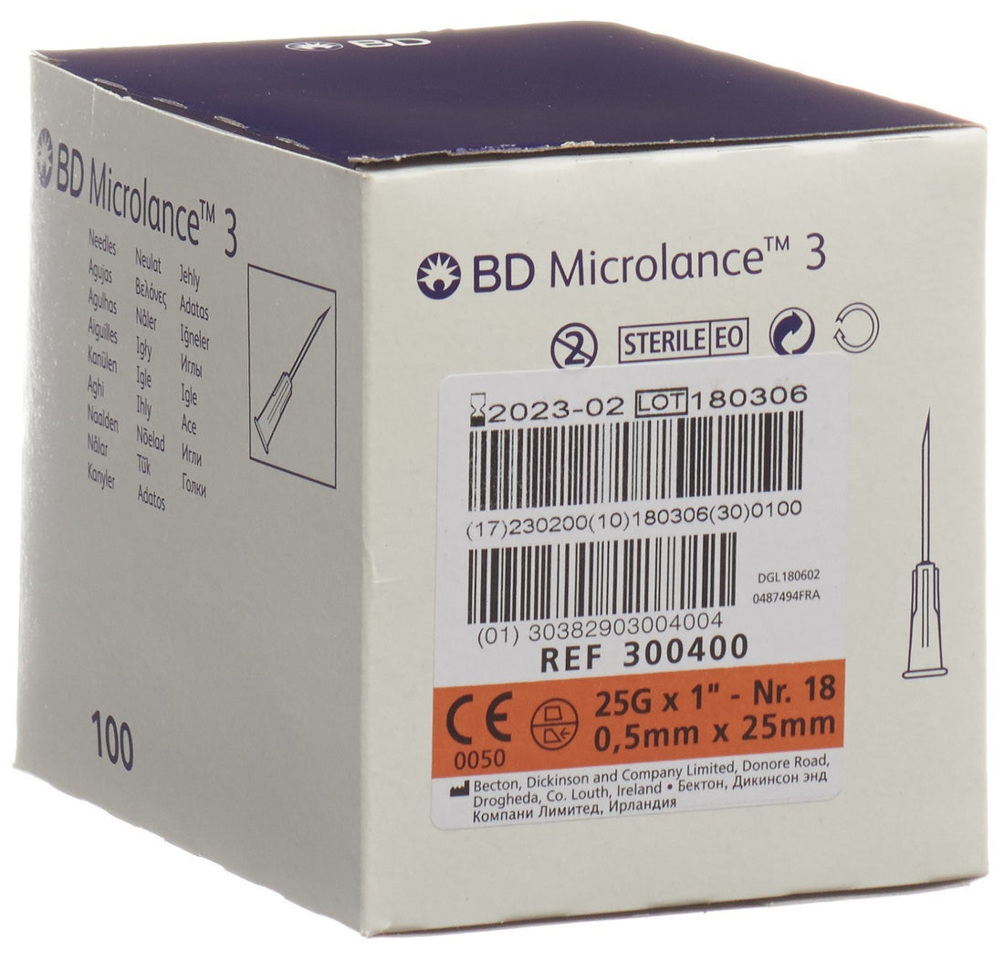 BD Microlance Aiguilles 0.50 x 25 mm Orange 100 Pcs | Dispositif Médical