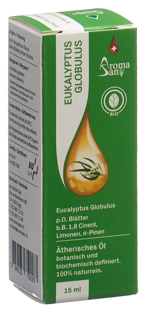 AROMASAN Huile Essentielle Eucalyptus Bio 15 ml | Respiration Purifiée