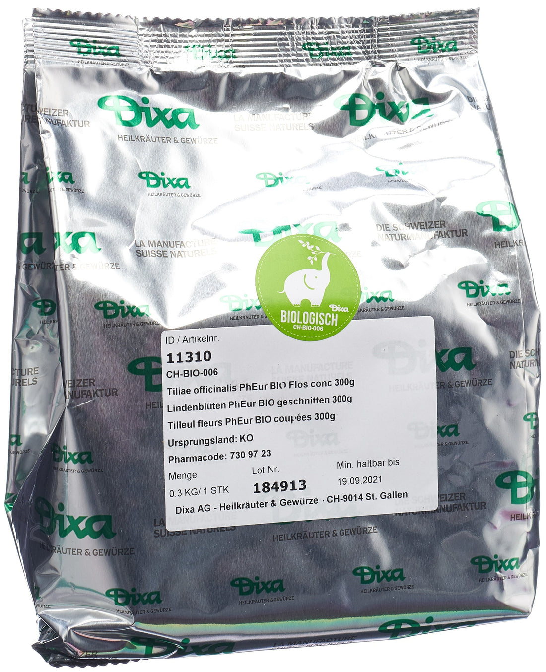 DIXA Tilleul Bio Fleurs Coupées Relaxation &amp; Sommeil 300 g