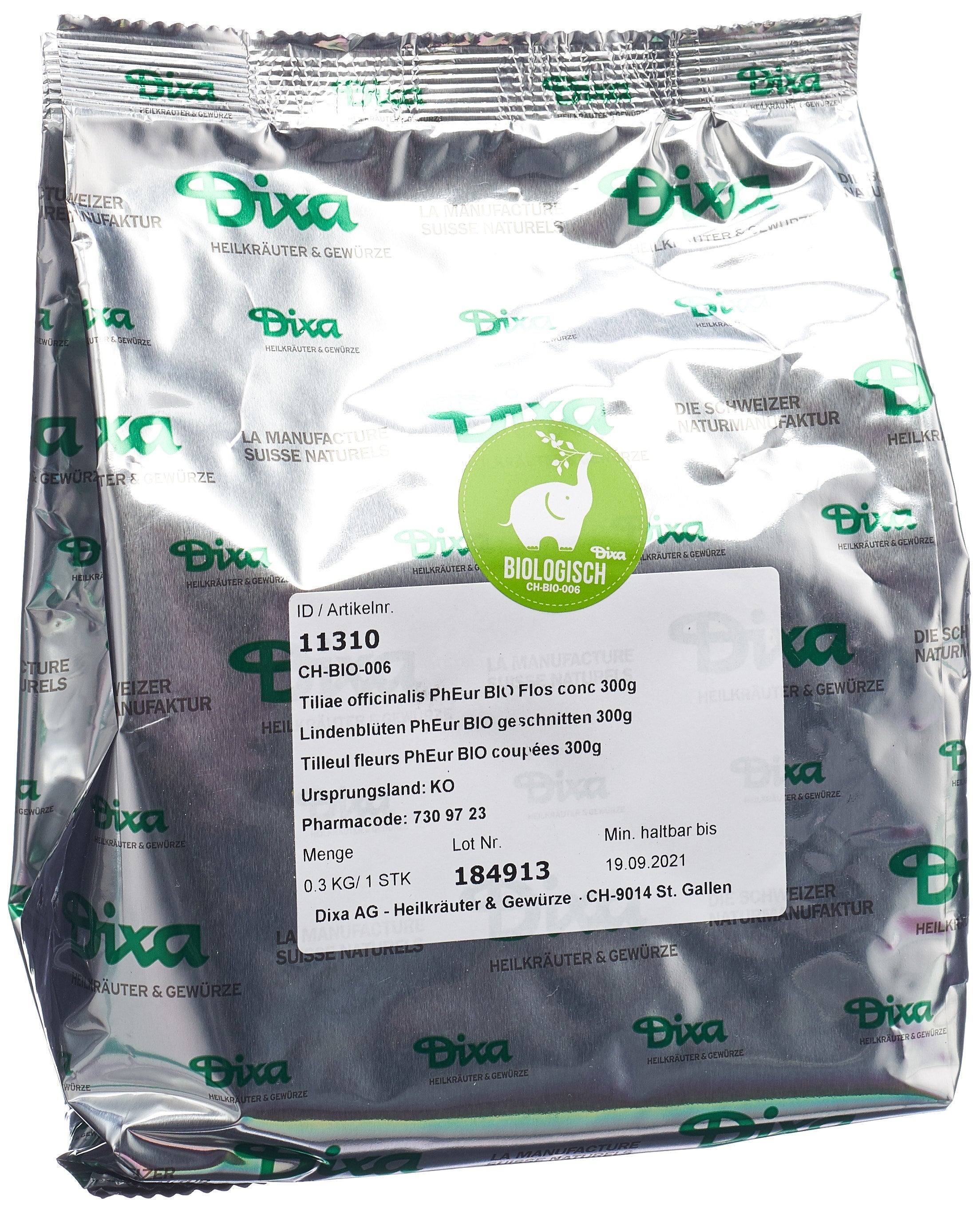 DIXA Tilleul Bio Fleurs Coupées Relaxation &amp; Sommeil 300 g