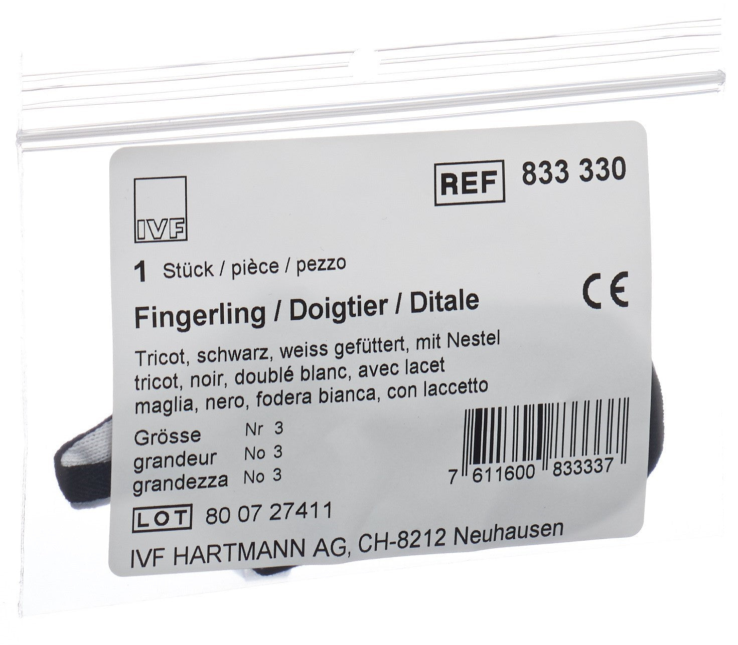 [Marque] Doigtier Tricoté Gr3 Noir Confort &amp; Protection | Dispositif Médical