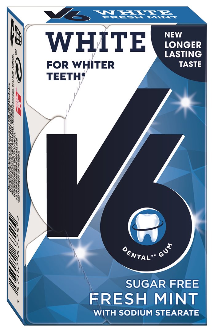V6 White chewing gum Freshmint (