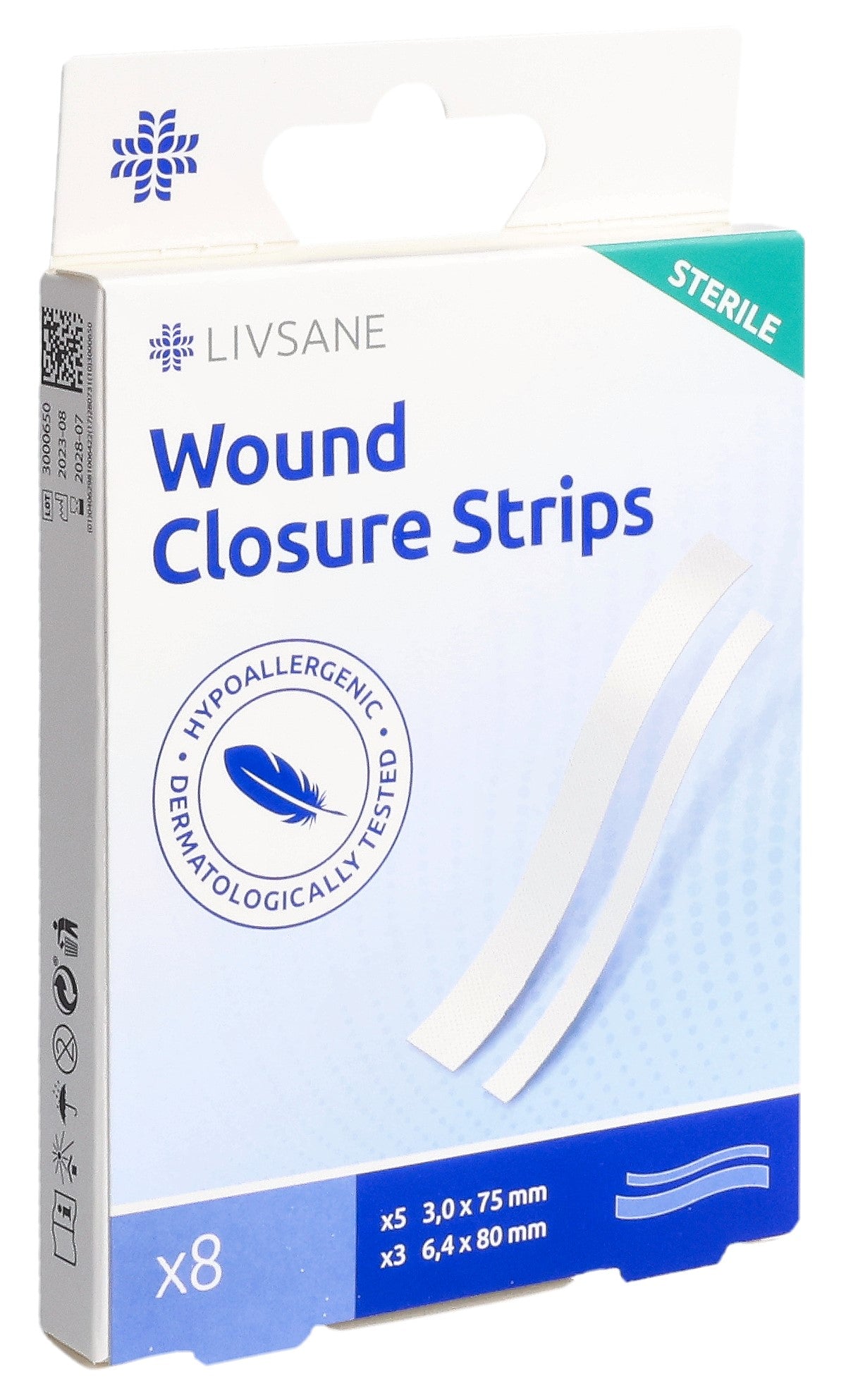 LIVSANE Bandelettes de fermeture de plaie stériles 8 pièces | Soin rapide et discret