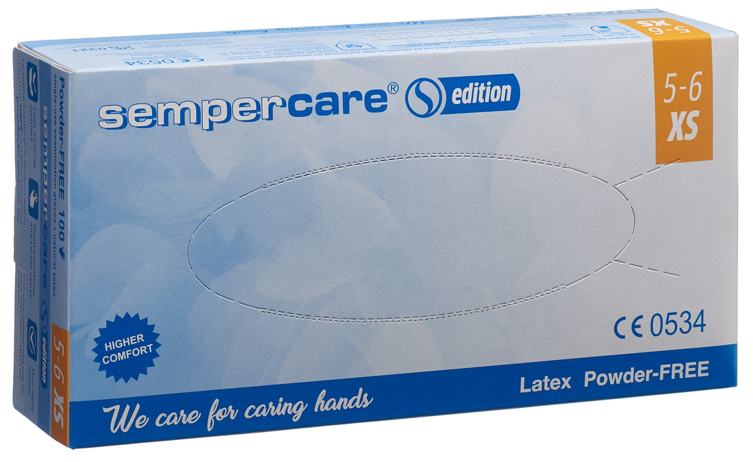 SEMPERCARE Gants Latex Taille XS Sans Poudre 100 Pièces | Protection Sûre