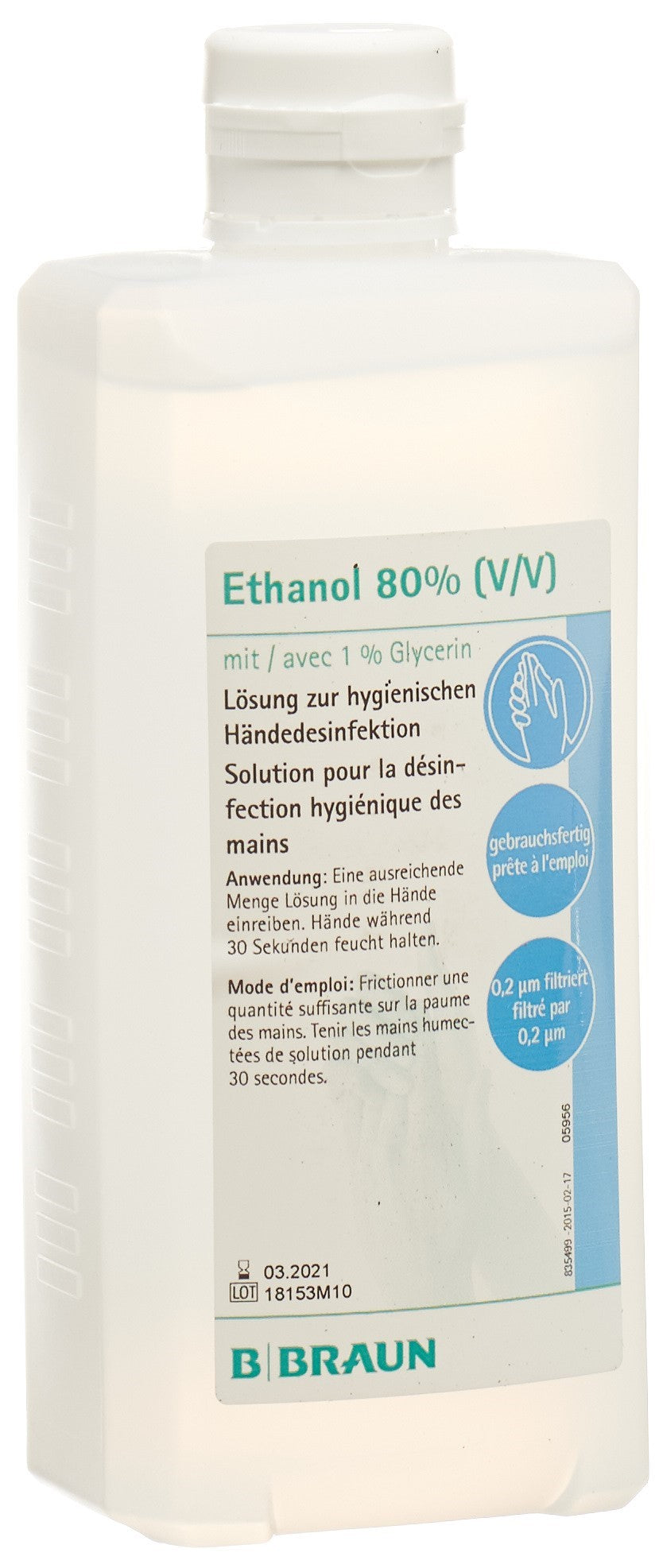 Braun Ethanol 80% Désinfectant Mains &amp; Peau 500 ml