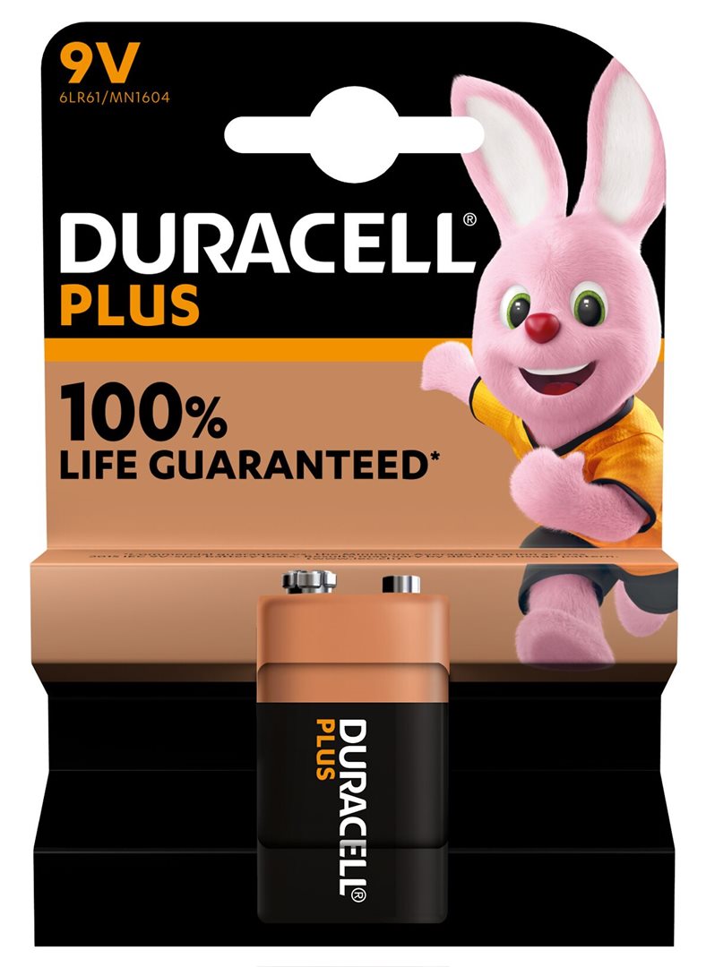 DURACELL Pile Alcaline Plus 9V 6LR61 Haute Performance | Pack 1 Pile