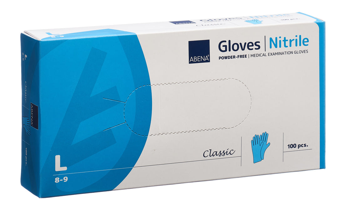 ABENA Cla gants nit L 240mm n poud n st bl 100 pce