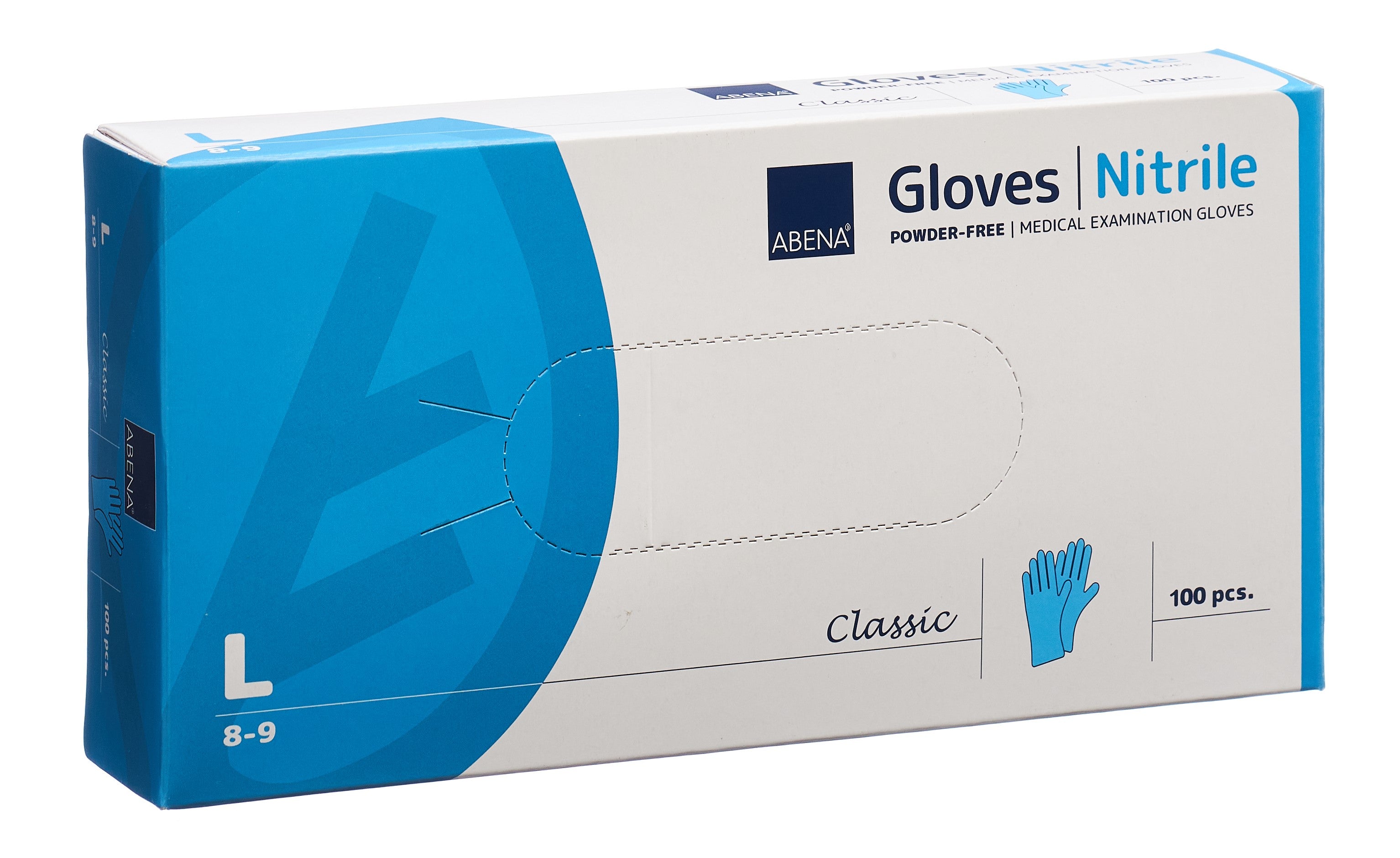 ABENA Cla gants nit L 240mm n poud n st bl 100 pce