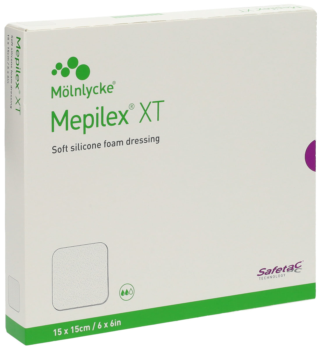 Mölnlycke MEPILEX Safetac XT Pansement Stérile | 15 x 15 cm, 5 Pièces