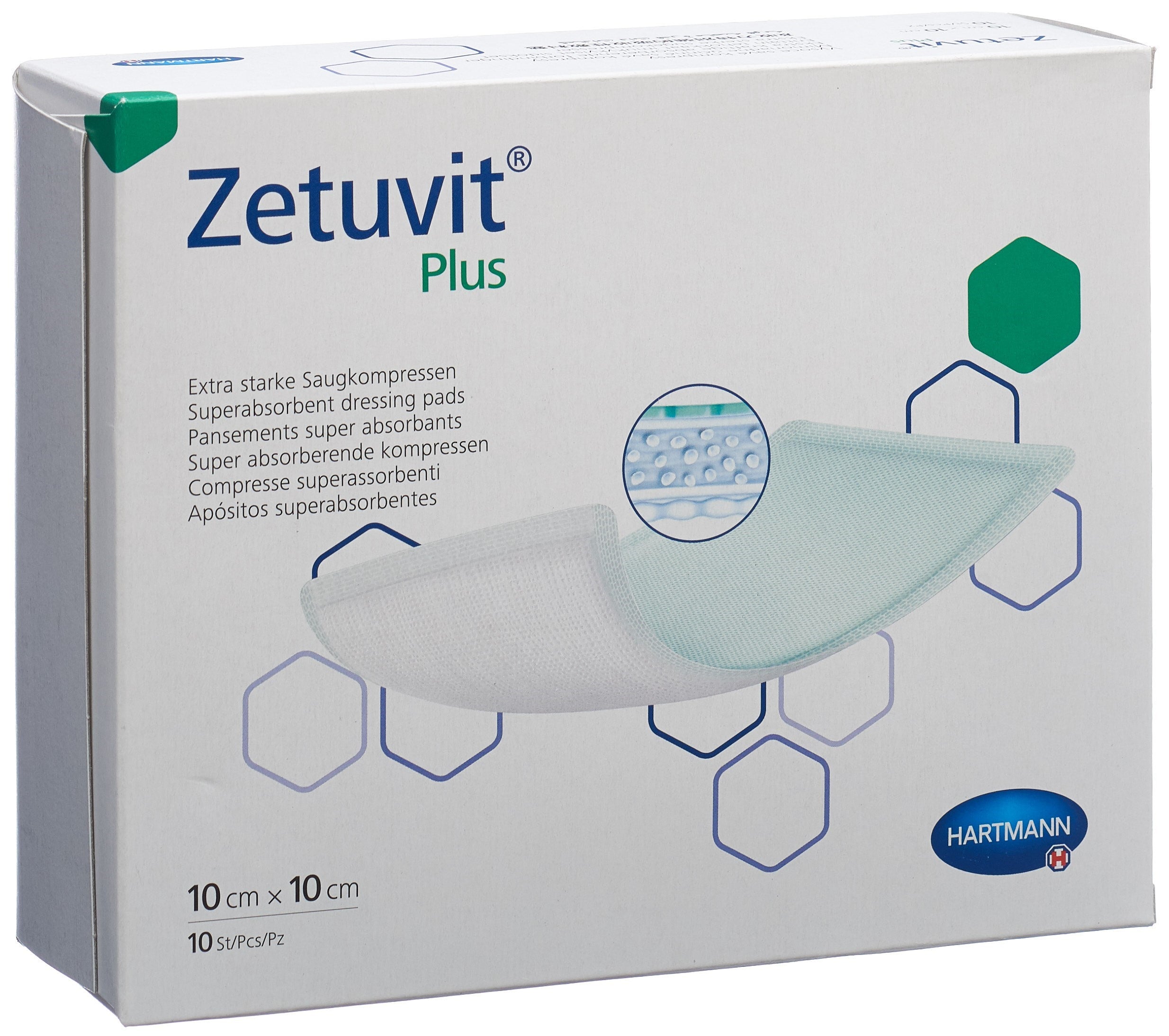ZETUVIT Plus compresse absorbante 10x10cm 10 pce