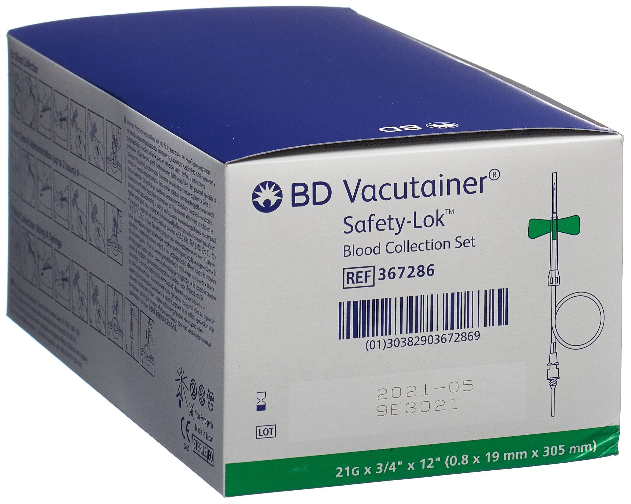 VACUTAINER set prise sang 21Gx3/4 vert long 50 pce