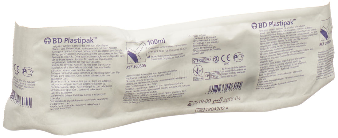 BD Plastipak Seringue Plaie Vessie 100 ml 3 Pièces | Soin Médical Efficace