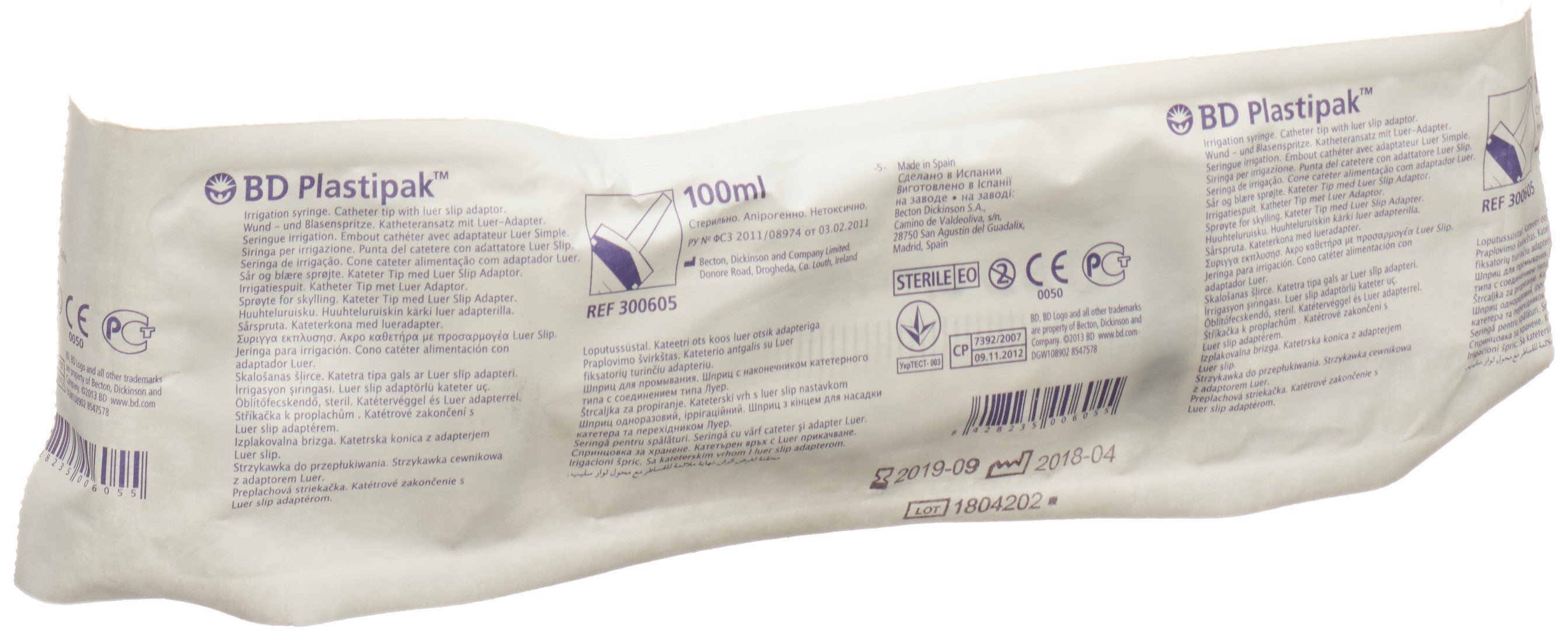 BD Plastipak Seringue Plaie Vessie 100 ml 3 Pièces | Soin Médical Efficace