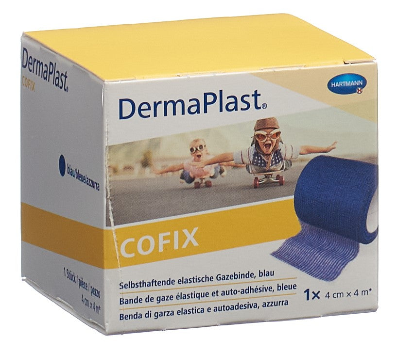 DERMAPLAST CoFix Bande Cohésive 4 cm x 4 m Bleue | Fixation Douce