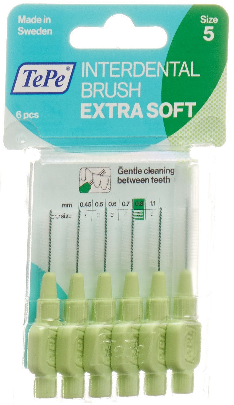 TEPE Brossettes Interdentaires X-Soft 0.8mm Vert | Lot de 6