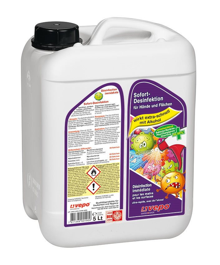 VEPO désinfect immédiate mains surfaces 5 lt