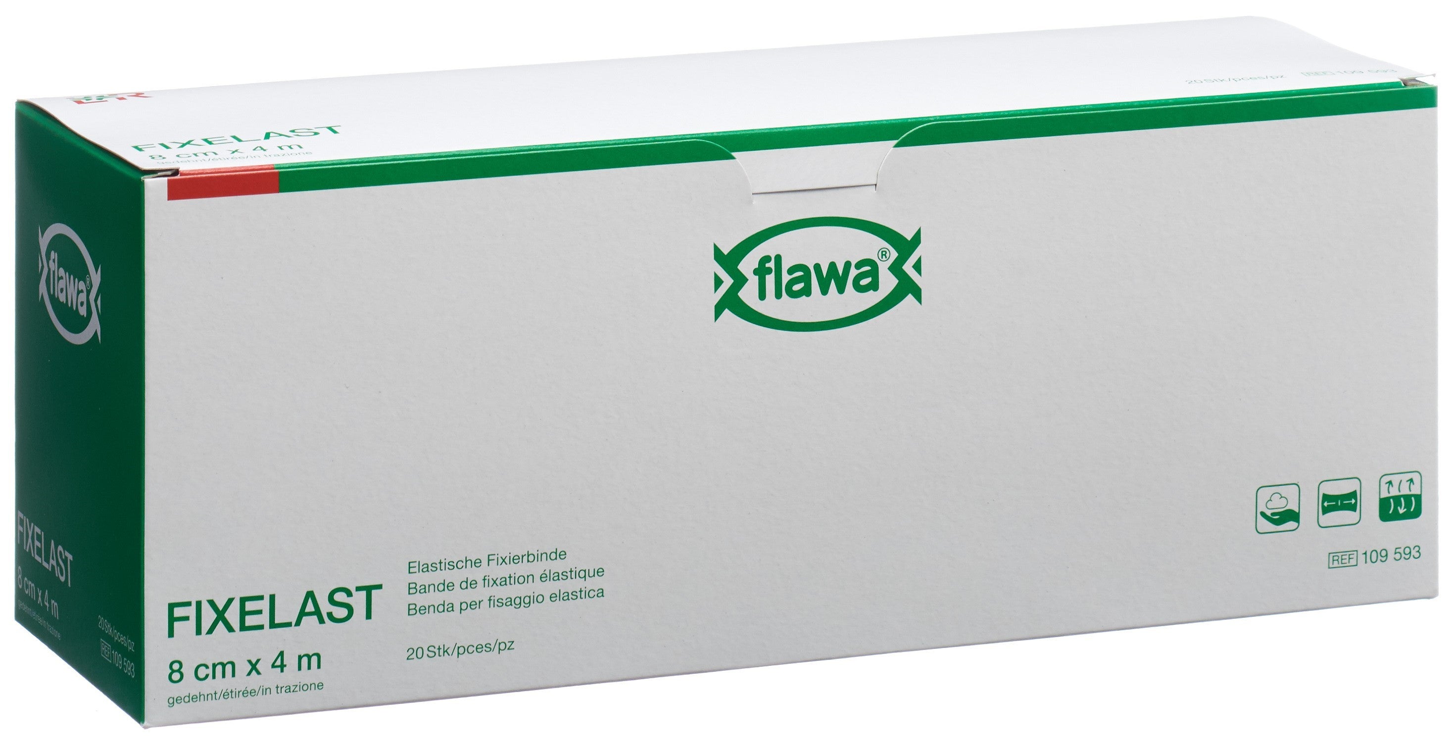 FLAWA Fixelast Bande Gaze Adhésive 8cm x 4m | Lot 20 Pièces