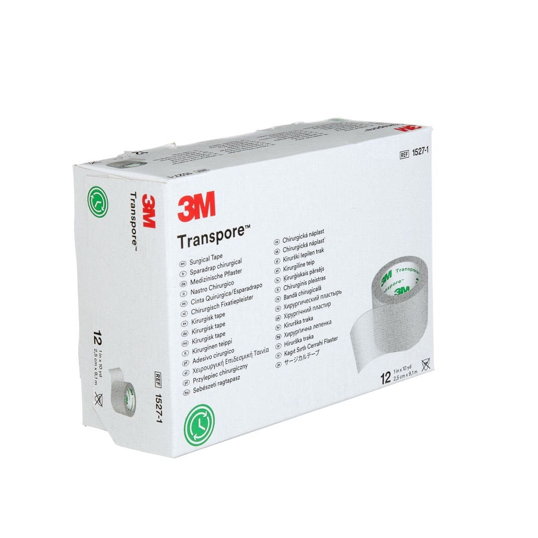 3M TRANSPORE sparadrap 25mmx9.14m trans (n) 12 pce
