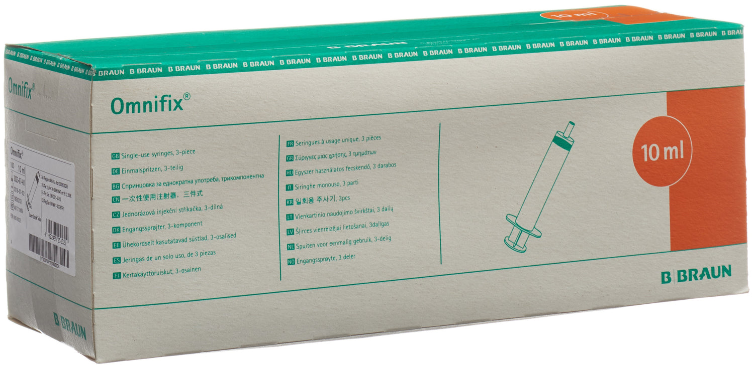 OMNIFIX Seringue Luer Lock 10ml Sans Latex | Lot 100 Pièces Confort