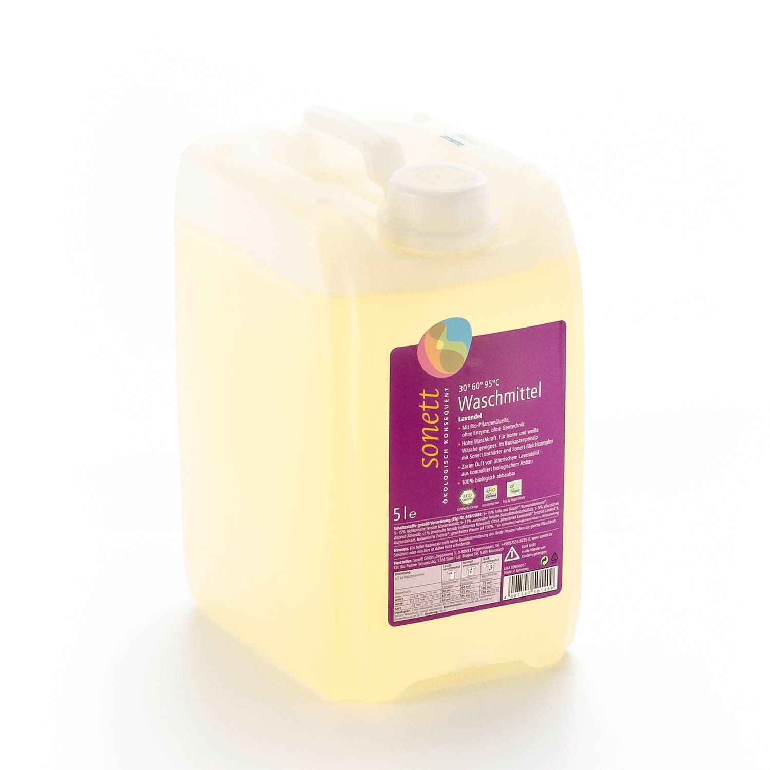 SONETT Lessive Liquide Lavandin 30-95°C Écologique Bidon 5 L